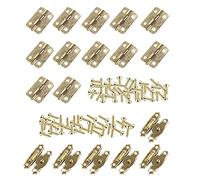 HOWDIA 12Pcs Antique Small Hinges Brass Piano Hinges Decorative with 6Pcs Mini Cabinet Latch Hasps for Small Wooden Toy Box Chest Doll House Wine Boxes（Gold）