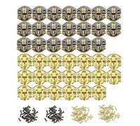 HOWDIA 40pcs Antique Brass Latch Lock Gold Hasp, Decorative Small Hinges and Latches for Wood Boxes Jewelry Box Cabinet with Screws(20 Bronze + 20 Golden