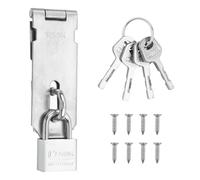 HOWDIA SUS304 Stainless Steel Shed Lock Hasp Door Lock with Padlock, 4-Inch Heavy Duty | 304 Stainless Steel Build for Long-Lasting Durability | Suitable for Sheds, Gates, Garages