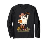 Howdy Boo Vintage Cowboy Ghost Halloween Fun Long Sleeve T-Shirt
