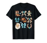 Howdy Christmas Coquette Bow Santa Cowboy Western Christmas T-Shirt