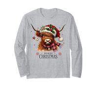 Howdy Christmas Scottish Highland Cow Farm Western Cow Xmas Long Sleeve T-Shirt