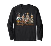 Howdy Christmas Tree Coquette Cow Bow Western Xmas Cowgirl Long Sleeve T-Shirt
