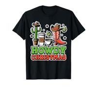Howdy Christmas - Western Cowboy Holiday T-Shirt - Black, S - Unisex Adults - Christmas, Western, Country, Holiday - Short Sleeve, Crew Neck, Classic Fit - Made in the USA