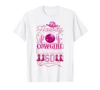 Howdy Cowboy Hat Womens Pink Boots Disco Ball 60th Birthday T-Shirt