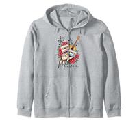 Howdy Cowboy Retro Tape Womens Pink Flower Guitar Yeehaw Mum Zip Hoodie