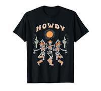 Howdy Cowboy Skeleton Dancing Country Western Halloween T-Shirt