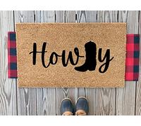 Howdy Doormat Cowboy Boot Western Front Doormat Funny Doormat Welcome Home Mat Western Home Decor Housewarming Gift Porch Decor Home Kitchen Balcony Decoration 18X30 Inch