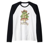 Howdy Frog Banjo Player Cowboy Hat Mushroom Vintage Graphic Raglan Baseball Tee