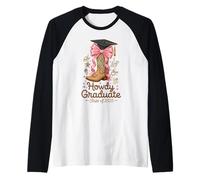 Howdy Graduate Class of 2026 Western Cowgirl Boot Graduation Raglan Baseball Tee
