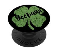 Howdy Hilarious St Patricks Day Grunge Irish Yeehaw Clover PopSockets Adhesive PopGrip