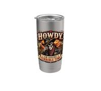 Howdy I Am Having a Terrible Time Funny Cowboy Skeleton Stainless Steel Insulated Tumbler