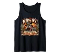Howdy I Am Having a Terrible Time Funny Cowboy Skeleton Tank Top