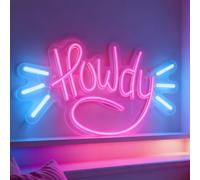 Howdy LED Neon Sign, Welcome Sign for Home Entryway Bar Restaurant Party Decor Wall Table Accent, USB Powered Dimmable Decorative Neon Light 16.5 x 10.2 In