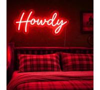 Howdy neon Sign, Western Decor Signs, Cowboy Sign