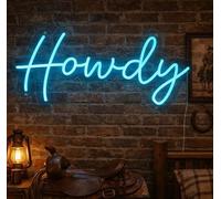 Howdy neon Sign, Western Decor Signs, Cowboy Sign