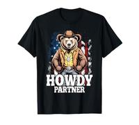 Howdy Partner Cowboy Grizzly Bear Western Rodeo T-Shirt