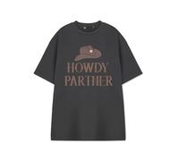 Howdy Partner Mens Grey Short Sleeved Graphic Tee | Fun Western Design T-Shirt | Cowboy Rodeo Apparel Gift Idea | Retro Style Clothing for Men