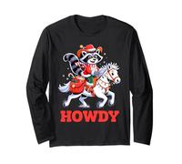 Howdy Raccoon Cowboy Christmas Holiday Animal Long Sleeve T-Shirt