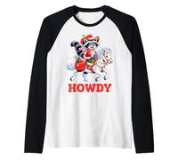 Howdy Raccoon Cowboy Christmas Holiday Animal Raglan Baseball Tee