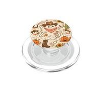 Howdy Western Cowboy Ghost Pumpkin Cactus Fall Boho Pattern PopSockets PopGrip for MagSafe