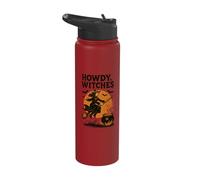 Howdy Witches Halloween Witch Broom Cauldron Stainless Steel Insulated Water Bottle