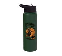Howdy Witches Halloween Witch Broom Cauldron Stainless Steel Insulated Water Bottle