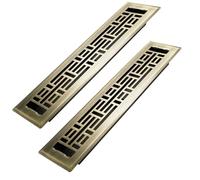 Howeall 2x12 Inches 2 Pack Heavy Duty Walkable Floor Register Easy Adjust Air Supply Lever Floor Vents - Seattle Design - Vent Cover for Home Floor - Antique Brass