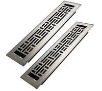 Howeall 2x12 Inches 2 Pack Heavy Duty Walkable Floor Register Easy Adjust Air Supply Lever Floor Vents - Seattle Design - Vent Cover for Home Floor - Satin Nickel