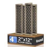 Howeall 2x12 Inches 4 Pack Heavy Duty Walkable Floor Register - Easy Adjust Air Supply Lever Decorative Floor Vent Covers, Boston Design Vent Covers for Home - Antique Brass