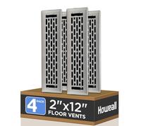 Howeall 2x12 Inches 4 Pack Heavy Duty Walkable Floor Register - Easy Adjust Air Supply Lever Decorative Floor Vent Covers, Boston Design Vent Covers for Home - Satin Nickel