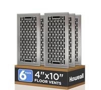 Howeall 4x10 Inches 6 Pack Heavy Duty Walkable Floor Register - Easy Adjust Air Supply Lever Decorative Floor Vent Covers, Boston Design Vent Covers for Home - Satin Nickel