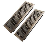 Howeall 4x12 Inches 2 Pack Heavy Duty Walkable Floor Register - Easy Adjust Air Supply Lever Decorative Floor Vent Covers - Boston Design Vent Covers for Home - Antique Brass