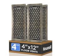 Howeall 4x12 Inches 4 Pack Heavy Duty Walkable Floor Register - Easy Adjust Air Supply Lever Decorative Floor Vent Covers, Boston Design Vent Covers for Home - Antique Brass