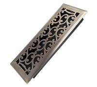 Howeall 4x12 Inches Heavy Duty Walkable Floor Register - Easy Adjust Air Supply Lever Decorative Floor Vent Covers - Savannah Design Vent Covers for Home - Antique Brass