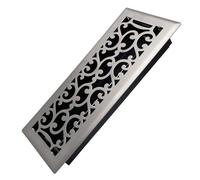 Howeall 4x12 Inches Heavy Duty Walkable Floor Register - Easy Adjust Air Supply Lever Decorative Floor Vent Covers - Savannah Design Vent Covers for Home - Satin Nickel