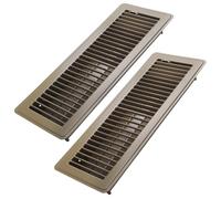 Howeall 4x14 Inch Floor Register 2 Pack, Heavy Duty Steel Walkable Floor Vents - Easy Adjust Air Supply Lever - Vent Covers for Home (Brown)