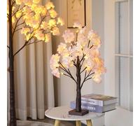 Howeifull LED Cherry Blossom Tree Lights with Timer, 60cm/2ft Light Tree Artificial 24 LED Warm White Decorative for Christmas, Wedding, Indoor, USB/Battery Powered