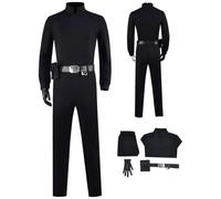 Howenlthy Mens Jedi Outfit Luke Skywalker Cosplay Costume Battle Front Halloween Uniform Suit T-shirt Trousers with Gloves (Black, XX-Large)