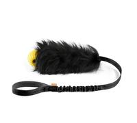 HOWGO Dog Rope Toy,Dog Bungee Chaser 100% Sheepskin,Sheep Smell Tug Toy for All Breeds (Black, with rubber ball)