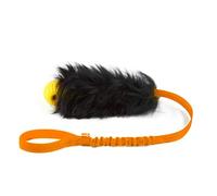 HOWGO Dog Rope Toy,Dog Bungee Chaser 100% Sheepskin,Sheep Smell Tug Toy for All Breeds (Orange, with rubber ball)