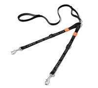HOWGO Double Dog Leash, No Tangle 360° Swivel, Adjustable Two Padded Handles, Double Clip Dog Leash Coupler Splitter for 0~50 lbs Small and Medium Breeds (Black, 2/3'' x 4.8 FT, UltraLight)
