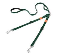 HOWGO Double Dog Leash, No Tangle 360° Swivel, Adjustable Two Padded Handles, Double Clip Dog Leash Coupler Splitter for 30~150 lbs Large and Medium Breeds (Green, 4/5'' x 4.8 FT, UltraLight)