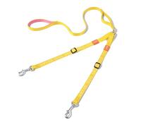 HOWGO Double Dog Leash, No Tangle 360° Swivel, Adjustable Two Padded Handles, Double Clip Dog Leash Coupler Splitter for Large and Medium Breeds (Yellow, 4/5'' x 4.8 FT)
