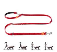 HOWGO Hands Free Dog Leash with Padded Handle,Multifunctional Crossbody Waist Leash for Walking Running Jogging Training,7.5 FT Nylon Adjustable Length for All Breeds(Red, Standard)