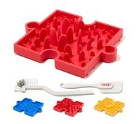HowGo Puzzle Slow Feeder Blow with 38+ Suction Cups| Heavy Duty Maze Enrichment Lick Mat BPA-Free Silicone | Reduce Boredom Anxiety Free Combination for Dogs (1PC, Red)