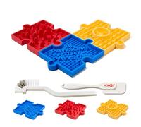 HowGo Puzzle Slow Feeder Blow with 38+ Suction Cups| Heavy Duty Maze Enrichment Lick Mat BPA-Free Silicone|Reduce Boredom Anxiety Free Combination for Dogs(3PCs, Blue & Yellow & Red)