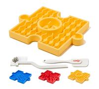 HowGo Puzzle Slow Feeder Blow with 38+ Suction Cups| Heavy Duty Maze Enrichment Lick Mat BPA-Free Silicone | Reduce Boredom Anxiety Free Combination for Dogs (1PC, Yellow)