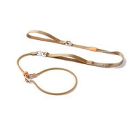 HowGo Slip Lead Dog Leash with Double Handles | Reflective Dog Training Leash with 360° Swivel Anti-Tangle | Heavy-Duty Lead and Collar for Large Medium and Small, No-Pull Walking (Brown, 5.5FT)