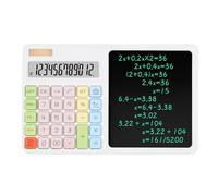 HowGuu Calculator with Notepad, 12 Digit Solar & Battery Desktop Calculator with LCD Writing Pad, One-Key Erase & Writing Lock, Large Display for School & Classroom (2xAAA) (White)